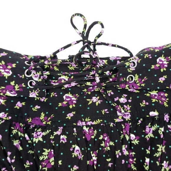 Bebe black floral layered ruffled mini skirt Small - Picture 2 of 7